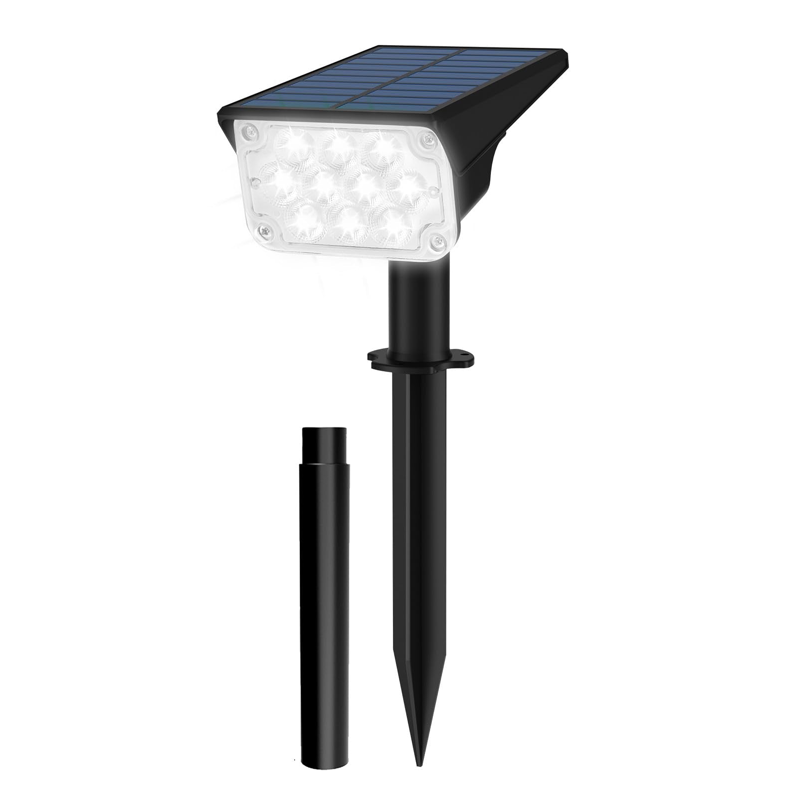 T-SUNUS Solar Spotlights - Cold White 6000K, IP65 Waterproof, 2-in-1 Outdoor Landscape Light, 1 Pack, White, Model T-SUNUS