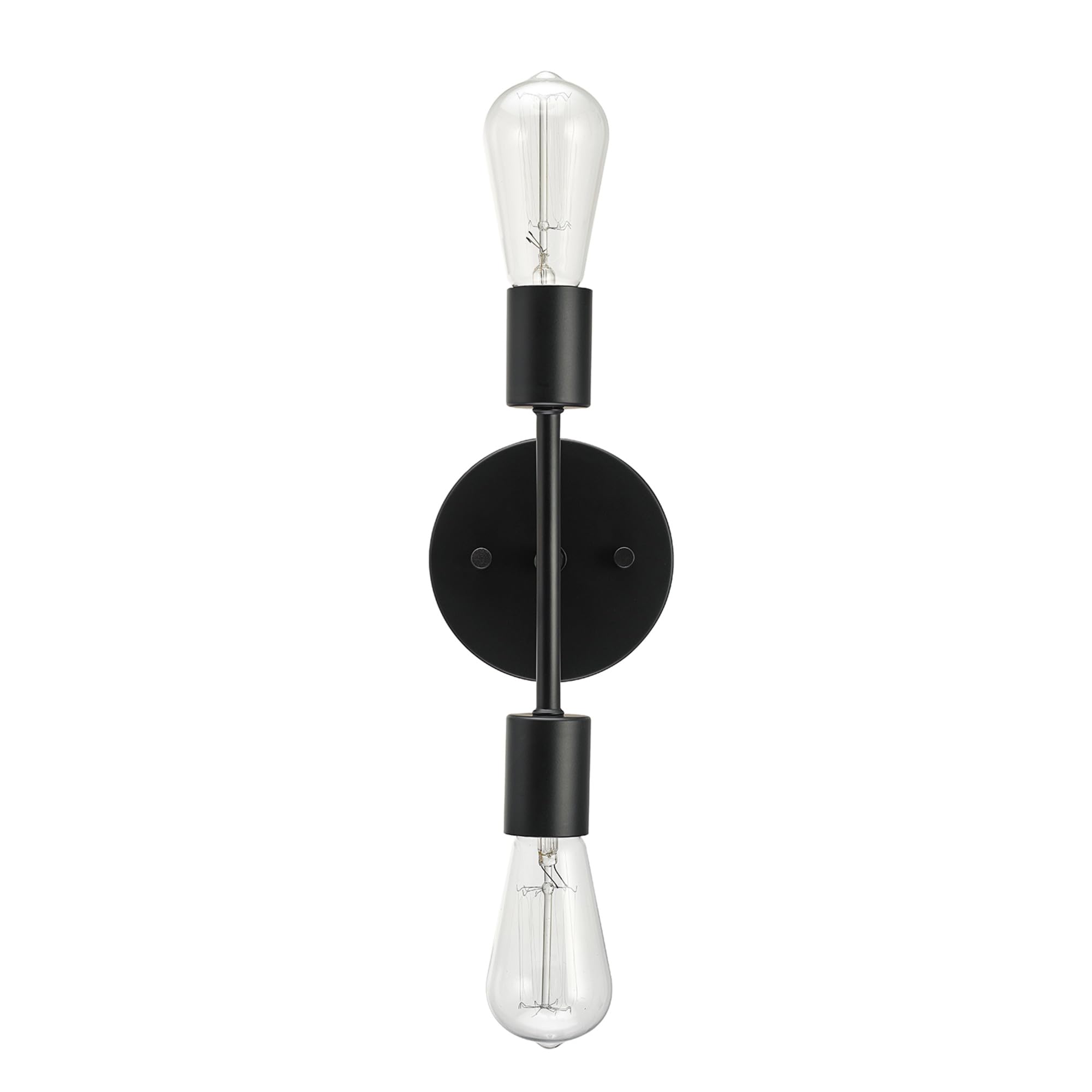 Globe Electric 2-Light Reversible Vanity Light, Matte Black, Minimalist, Open Socket, Horizontal Vertical Mount, Bathroom Lighti