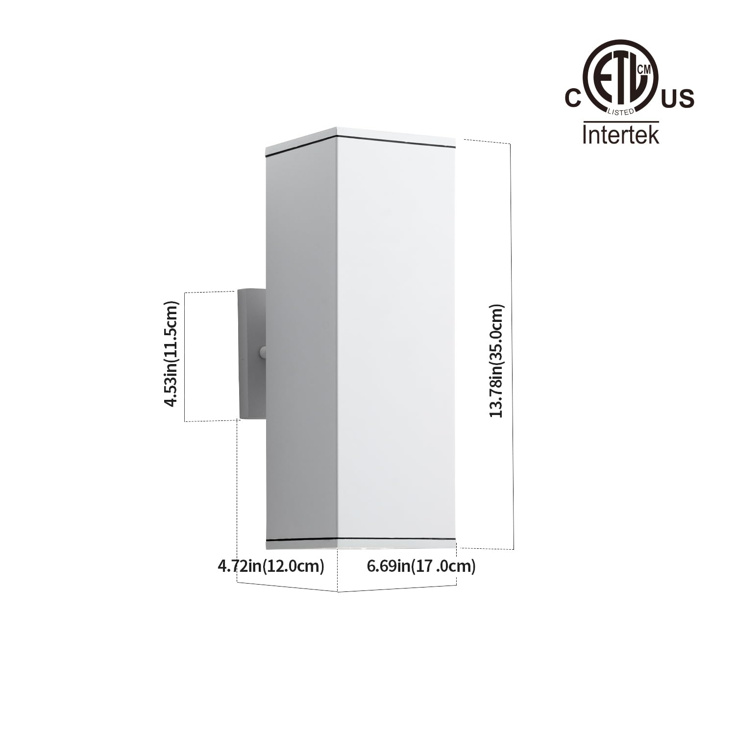 mirrea 14in Outdoor Porch Light, 2-Pack Waterproof Wall Sconce, Aluminum, Matte White, Model BH004