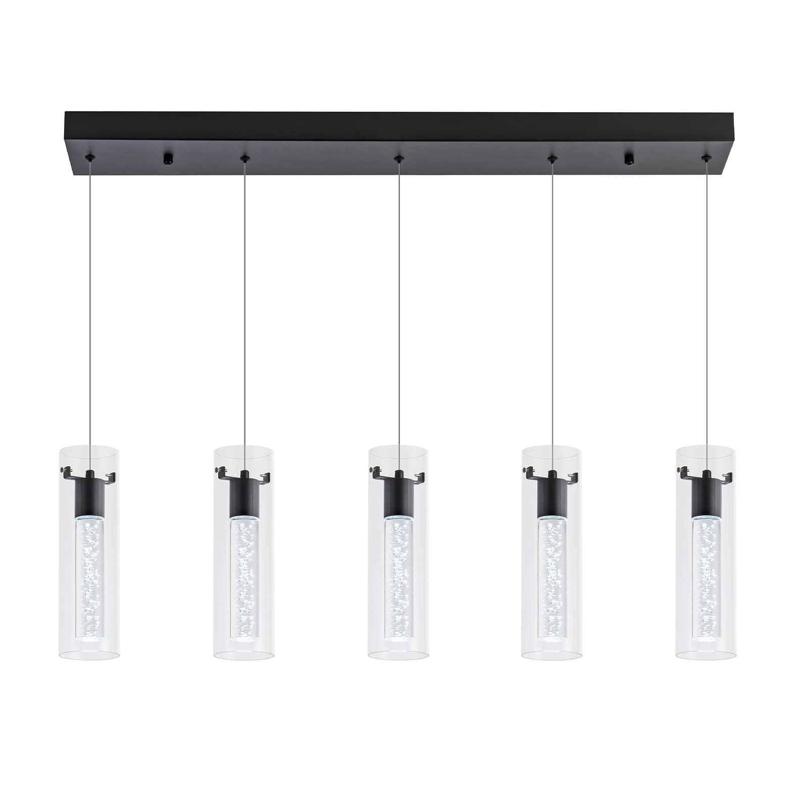 Votag Black Pendant Light, 5-Light Pendant Lighting For Kitchen Island, Pendant Lights Kitchen Island For Dining Room, Living Ro