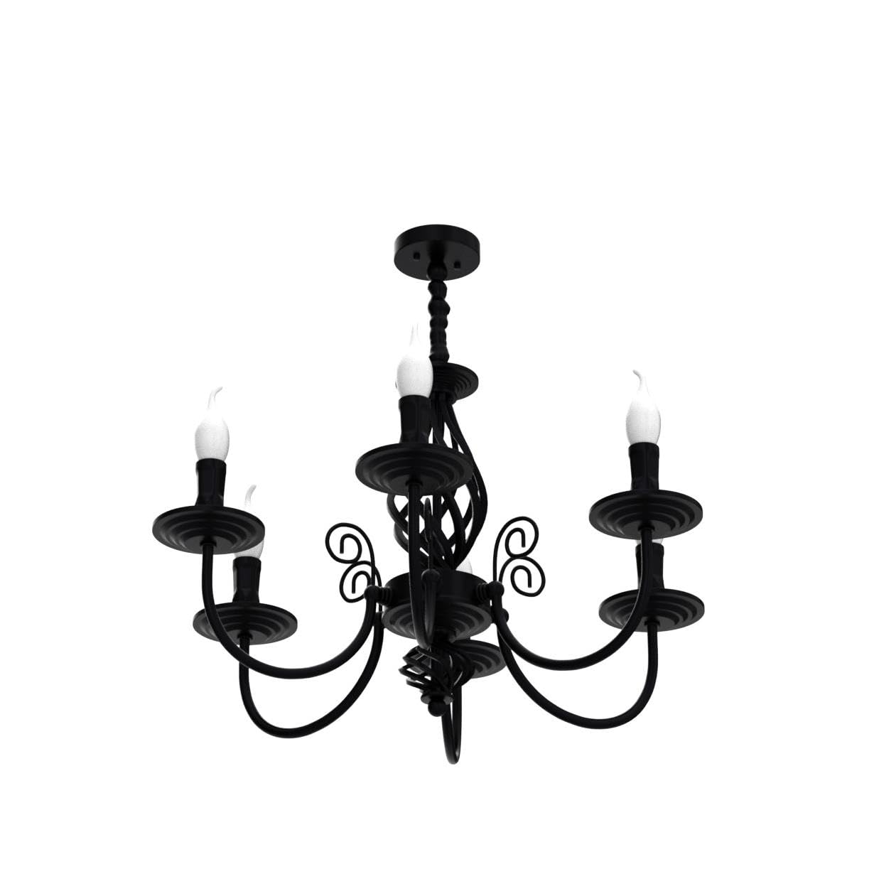 Jaycomey 6-Light Vintage Candle Chandelier, Black Iron Farmhouse Pendant For Kitchen & Dining Room