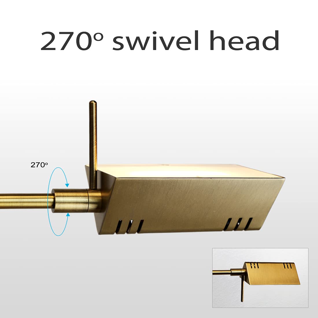 O'Bright LED Pharmacy Table Lamp, 12W Dimming, Antique Brass, Model OB-DL05D-GD, 360° Swing Arms, Ideal for Desk & Reading