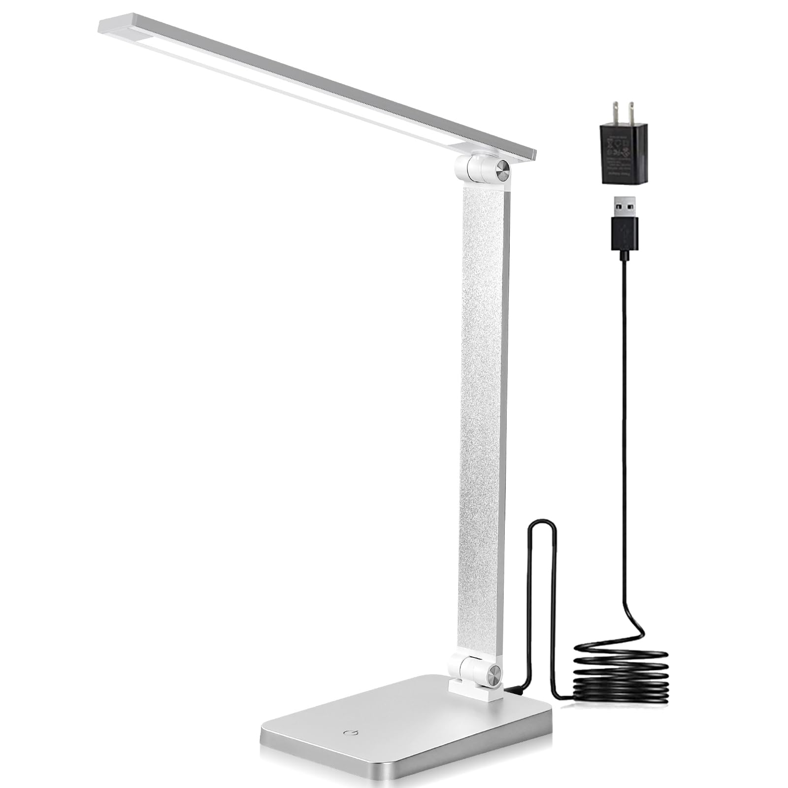 LED Desk Lamp for Home Office, 3 Levels Dimmable Desk Light with USB Charging Port, Small Study Lamp, Reading Light for Table, S