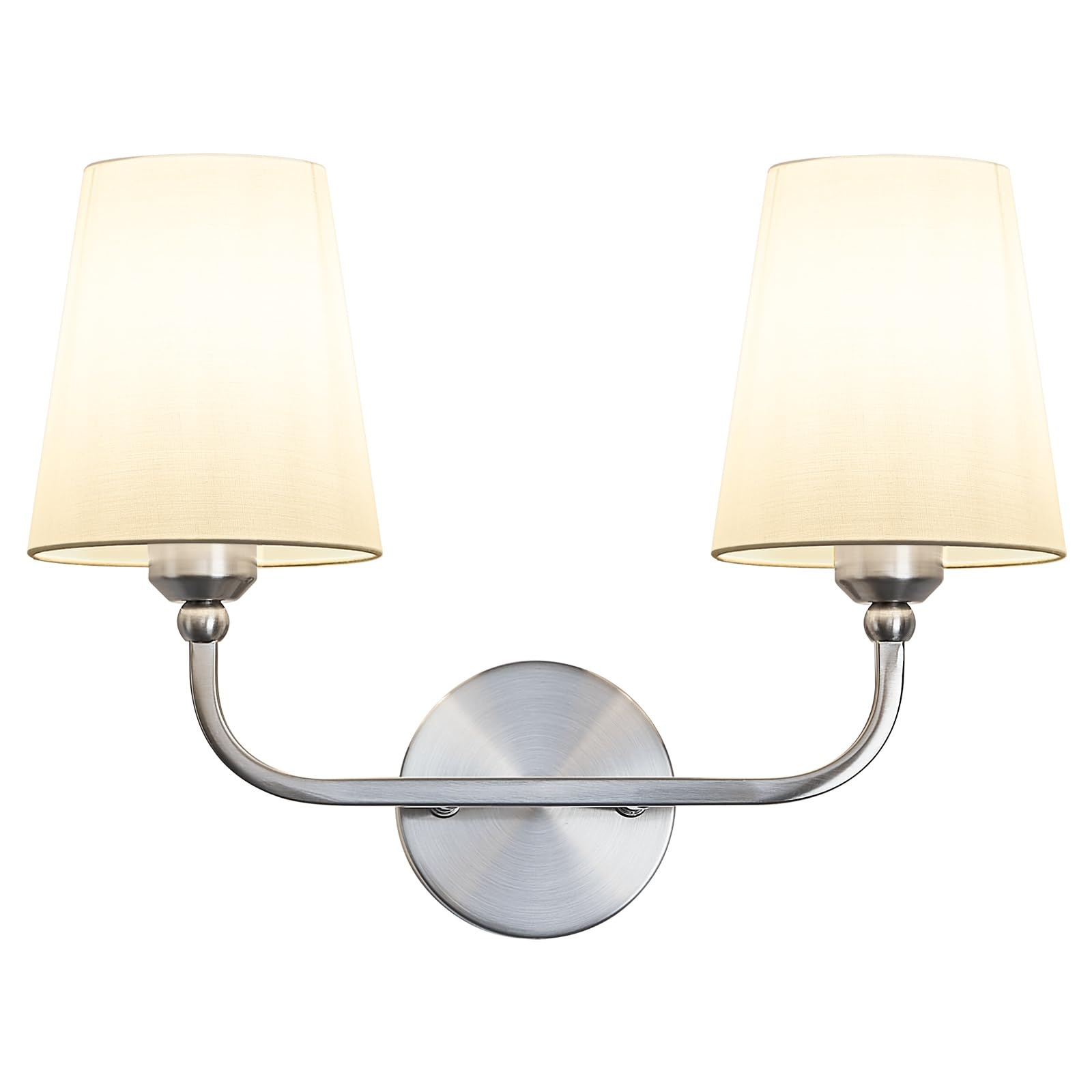 Kvhiiw Bathroom Light Fixtures, Brushed Nickel Bathroom Vanity Light, 2-Light Lighting Fixtures Over Miror, Modern Wall Sconce w