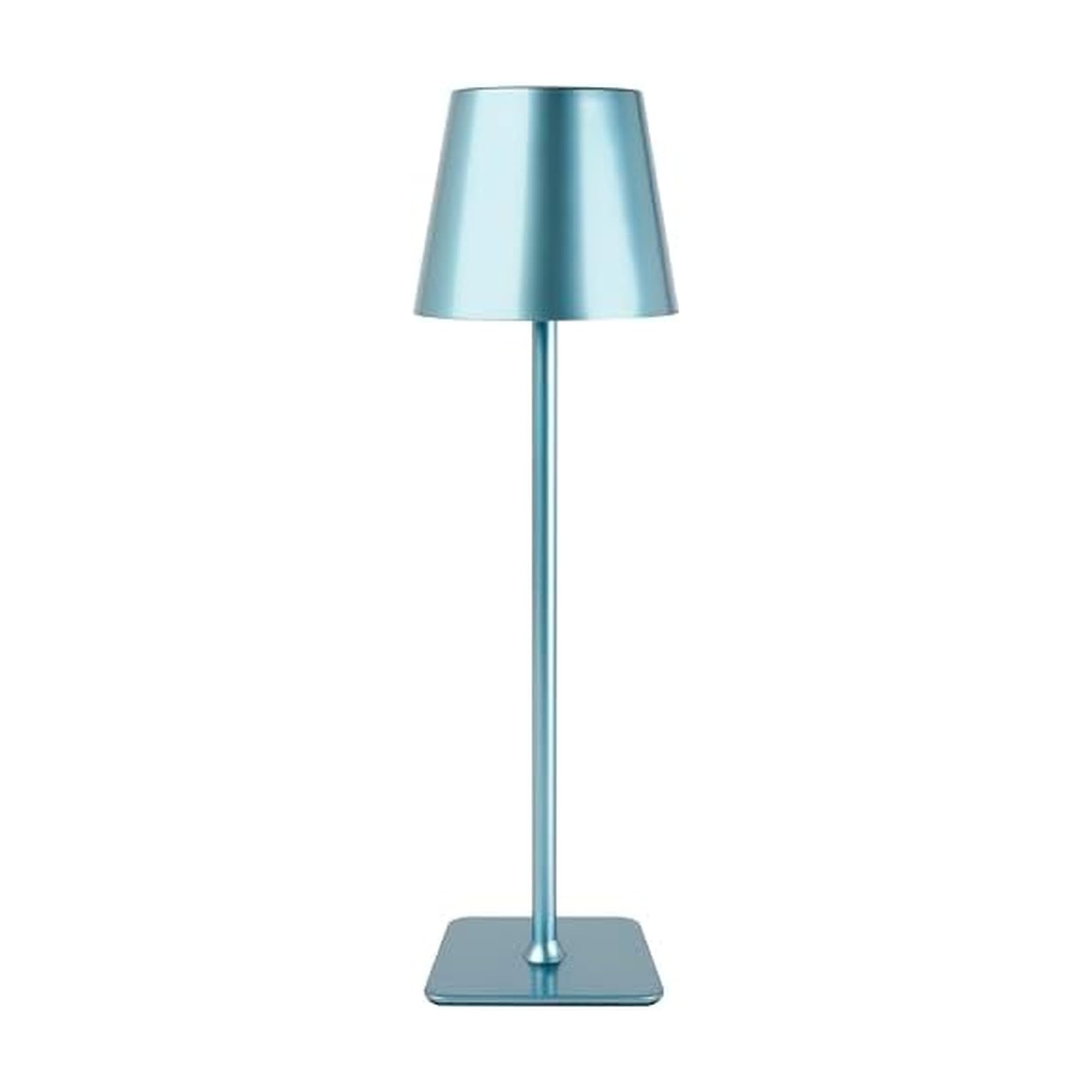 Mikasa 14.8-Inch Blue Rechargeable LED Lamp with Touch Control - Elegant Blue Aluminum Design, 5000mAh Battery, 3 Light Colors, 