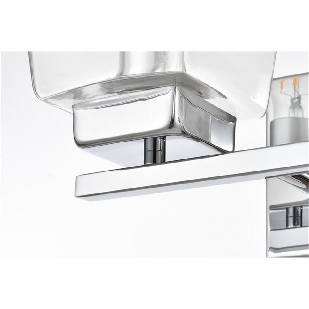 Living District Merrick 2-Light Iron & Glass Bath Sconce in Chrome/Clear