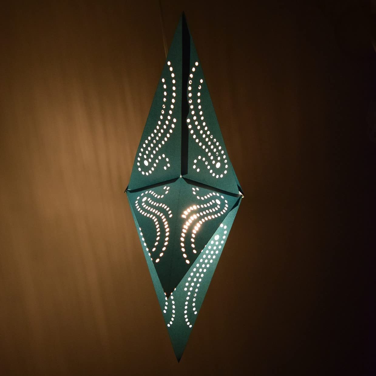 Caribbean Teal Paper Star Lantern With 12 Foot Power Cord Included