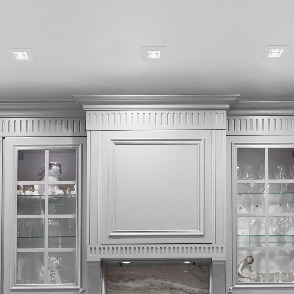 Maxxima 4 In. Ultra-Thin Recessed Anti-Glare Led Downlight Canless Ic Rated 1200 Lumens 5 Color Temperature Selectable 2700K/3000K/3500K/4000K/5000K, Dimmable Square White Trim, 90 Cri, J-Box Included