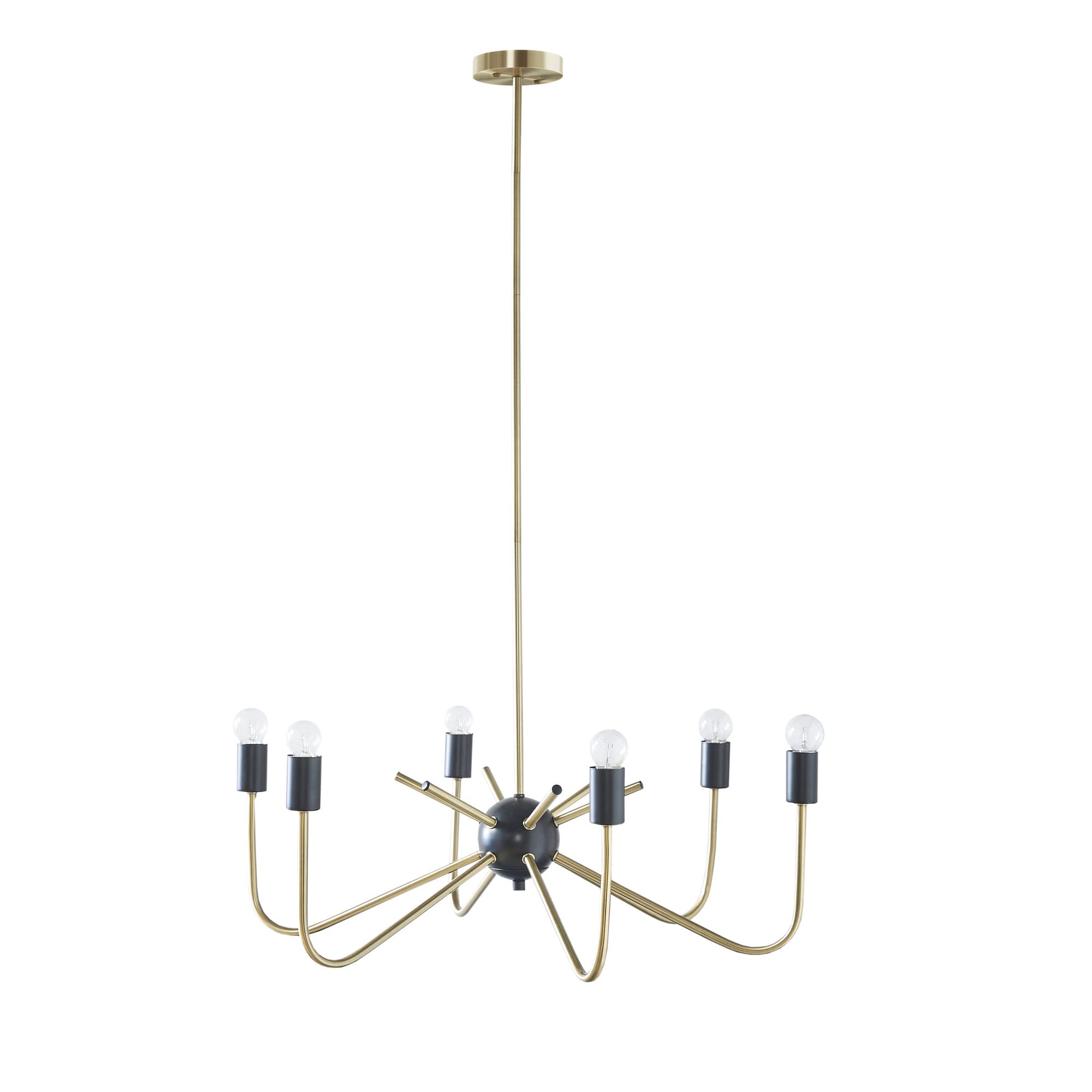 Hampton Hill Alexis Chandeliers for Bedrooms, Adjustable Dining Ceiling Mount Light Fixture, 6 Bulbs Candle Style Hanging Lamp, 