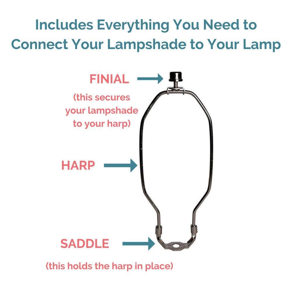 I Like That Lamp Complete Lamp Harp Set (1 Pack) - Silver 8 Harp (Suitable for 9 to 10 Lampshade) - Includes Harp, Saddle Holder