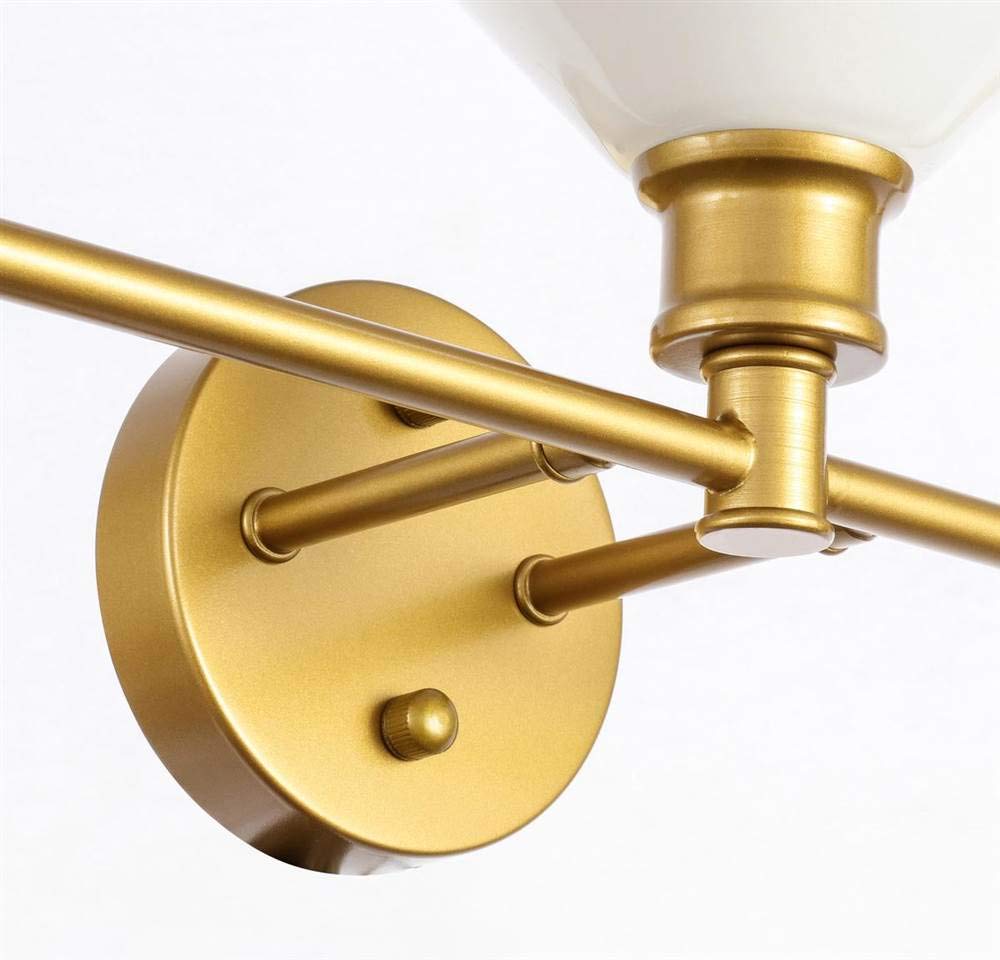 Living District Indoor Modern Home Decorative Bright Ceiling Gene 5 Light Brass And Frosted White Glass Wall Sconce