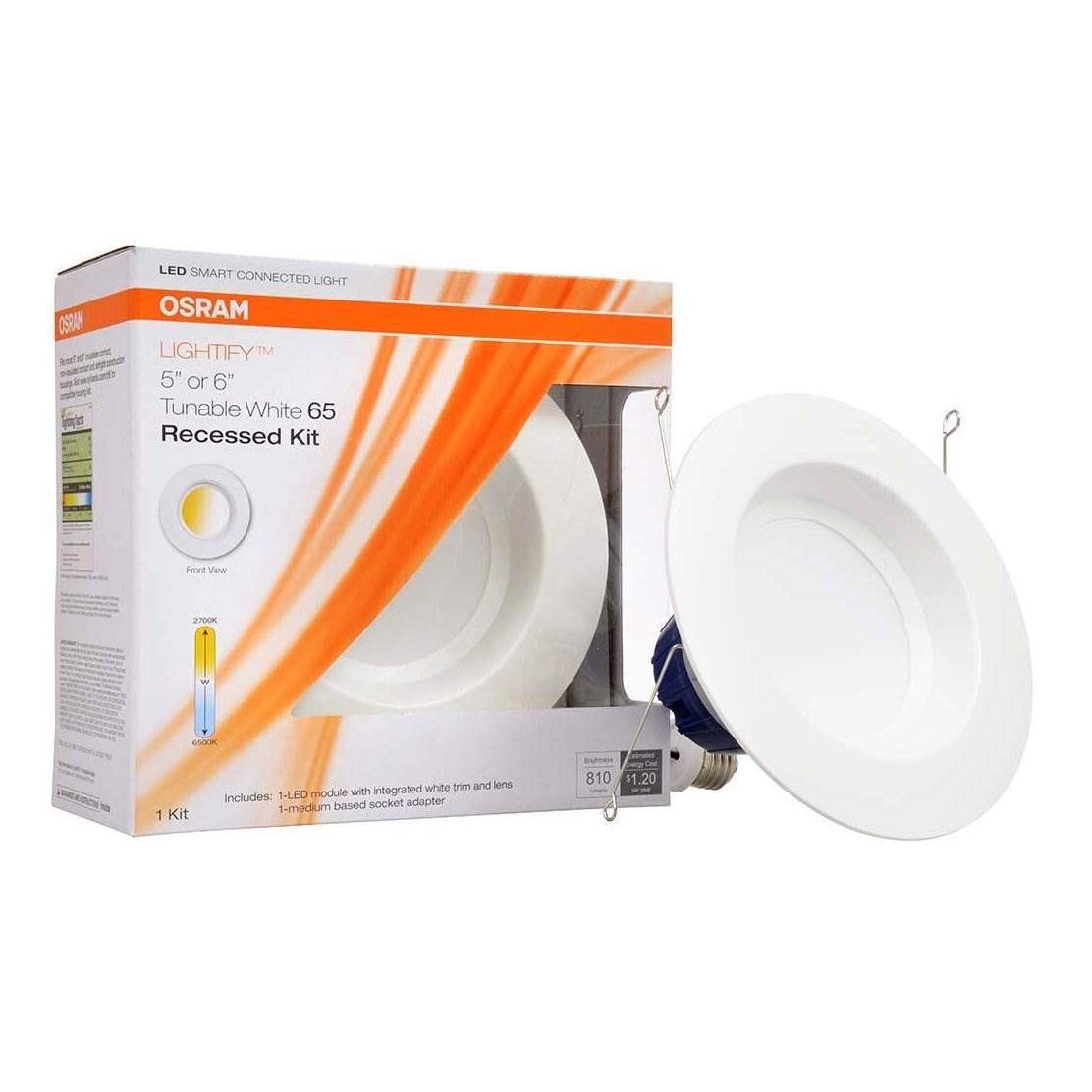 OSRAM 73742 Sylvania Smart+ ZigBee Adjustable White RT 5/6 Recessed Lighting Kit, Works with SmartThings and Amazon Echo Plus, H