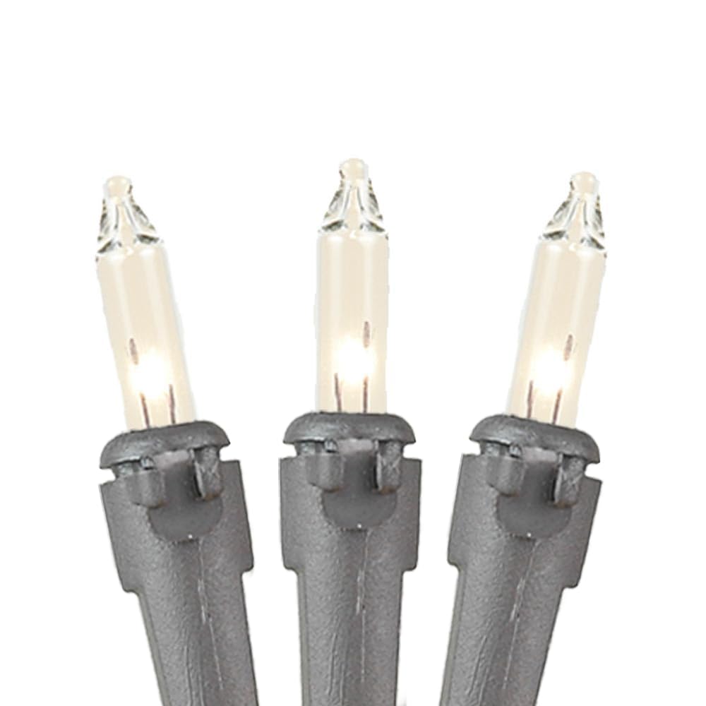 Novelty Lights 34 Feet 100 Bulbs Traditional Incandescent Mini Lights, Clear On Brown Wire With 4 Spacing, Commercial Grade And