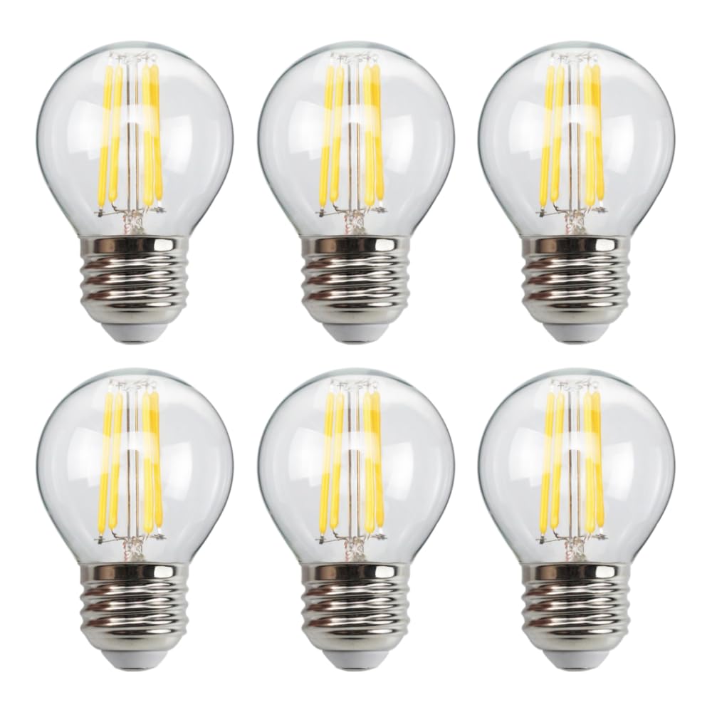 6-Pack G45 E26 Led Small Globe Bulbs 40Watt Equivalent, 2700K Warm White, 400Lumens, 4W G16.5 Vintage Chandelier Light Bulbs, No