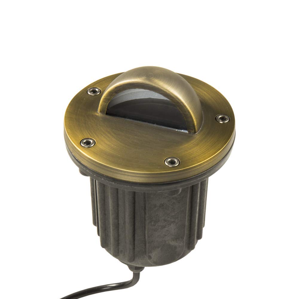 Lumen Logic 12V Brass In-Ground Well Light (Beacon Top) with 5W 2700K Warm White MR16 LED Bulb for Low Voltage Landscape Lightin