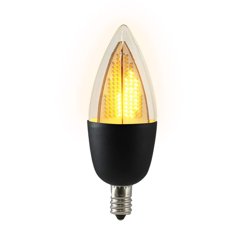 Euri Lighting Flickering Flame Bulb, Eca9.5-2120Fcb, Decorative Ca9.5 Candelabra E12 Base, Warm White 1800K, Non-Dim, 1W (6W Equ