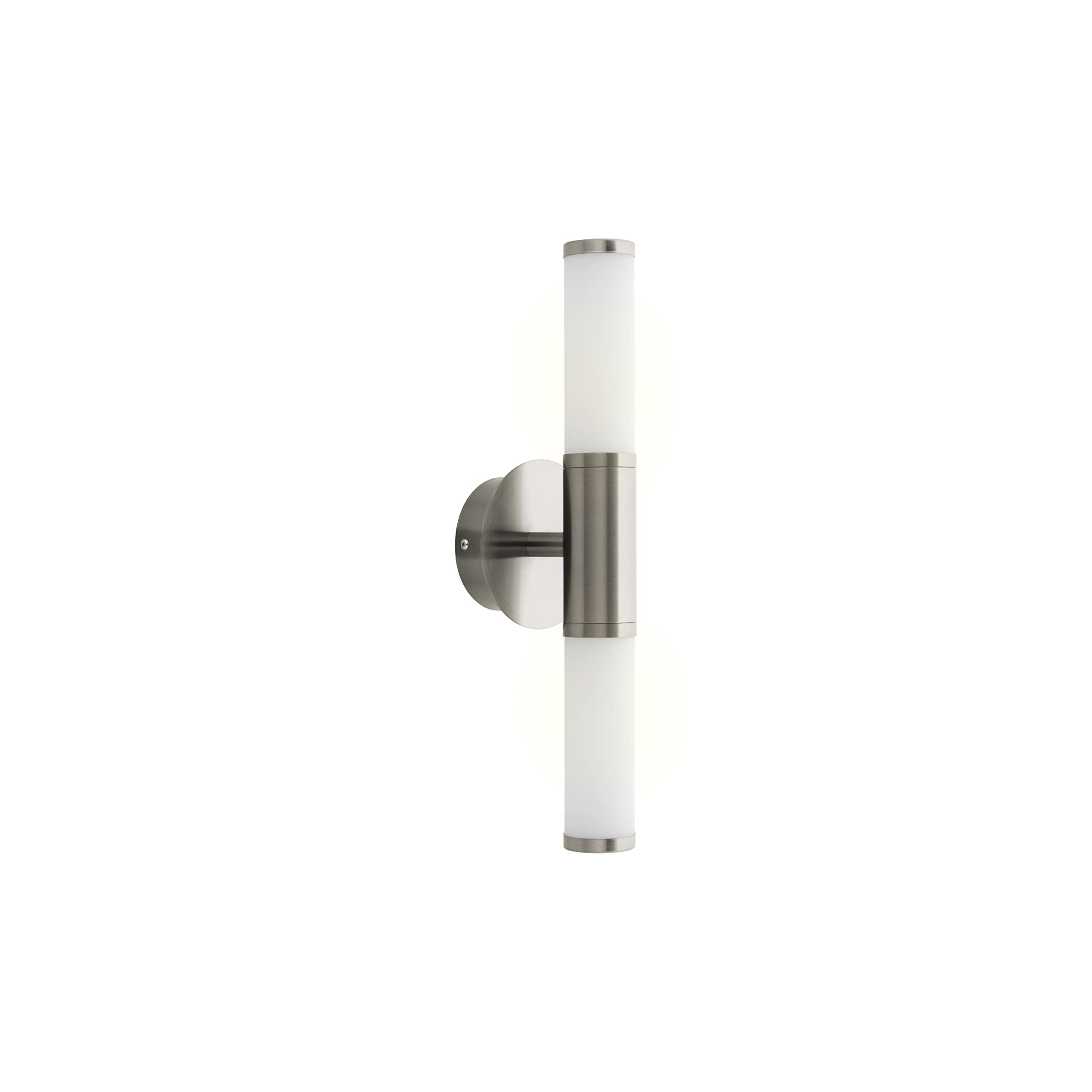 EGLO Palmera 17 Modern Vanity Light Damp Certificated Wall Sconce Bathroom Dimmable LED Mirror Lighting Fixture, Satin Nickel
