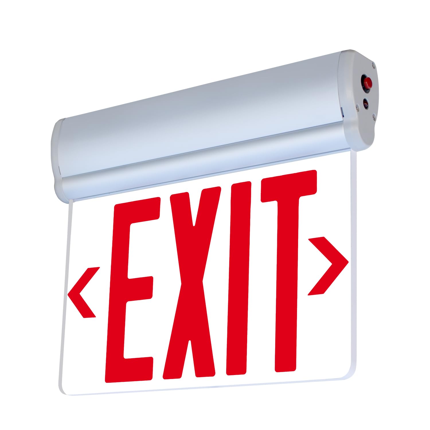 Lfi Lights Edge-Lit Red Exit Sign - Self Testing, Modern Brushed Aluminum Housing, Led Illumination, Hardwired With Battery Back