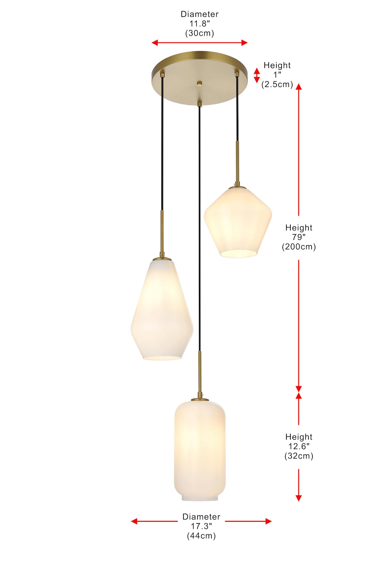 Elegant Lighting Living District Indoor Modern Home Decorative Bright Ceiling Gene 3 Light Chrome and Frosted White Glass Pendant