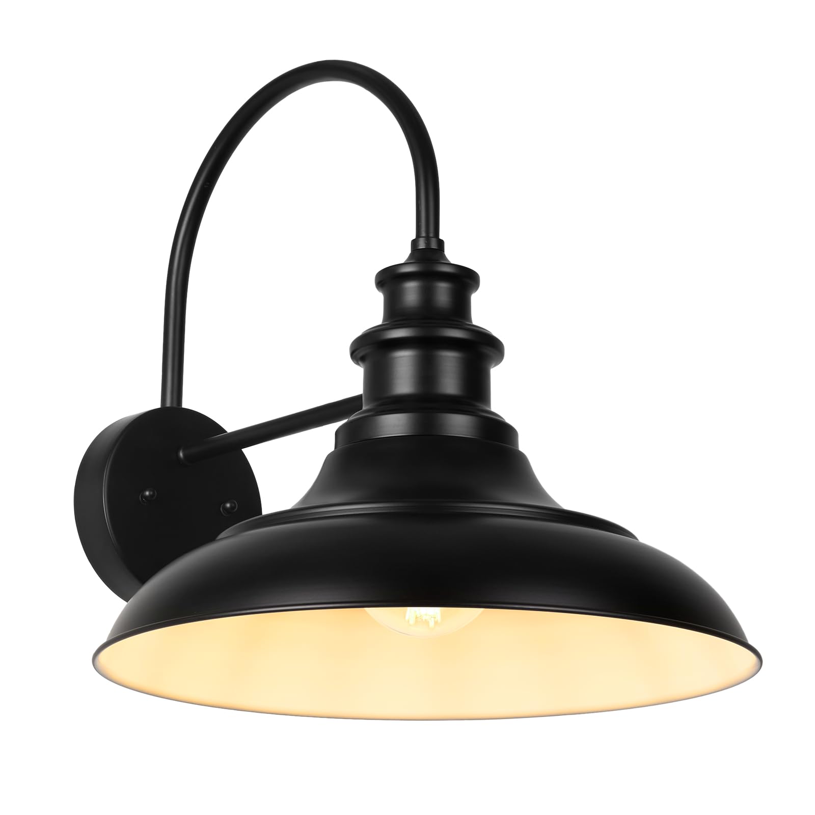 Diyel Outdoor Barn Light Fixture  16 Inch Large Dome Farmhouse Exterior Wall Mount Light  Rustic Wall Sconce Indoor Wall Lighting Fixture  Industrial Black White Lantern For Porch  1 Pack