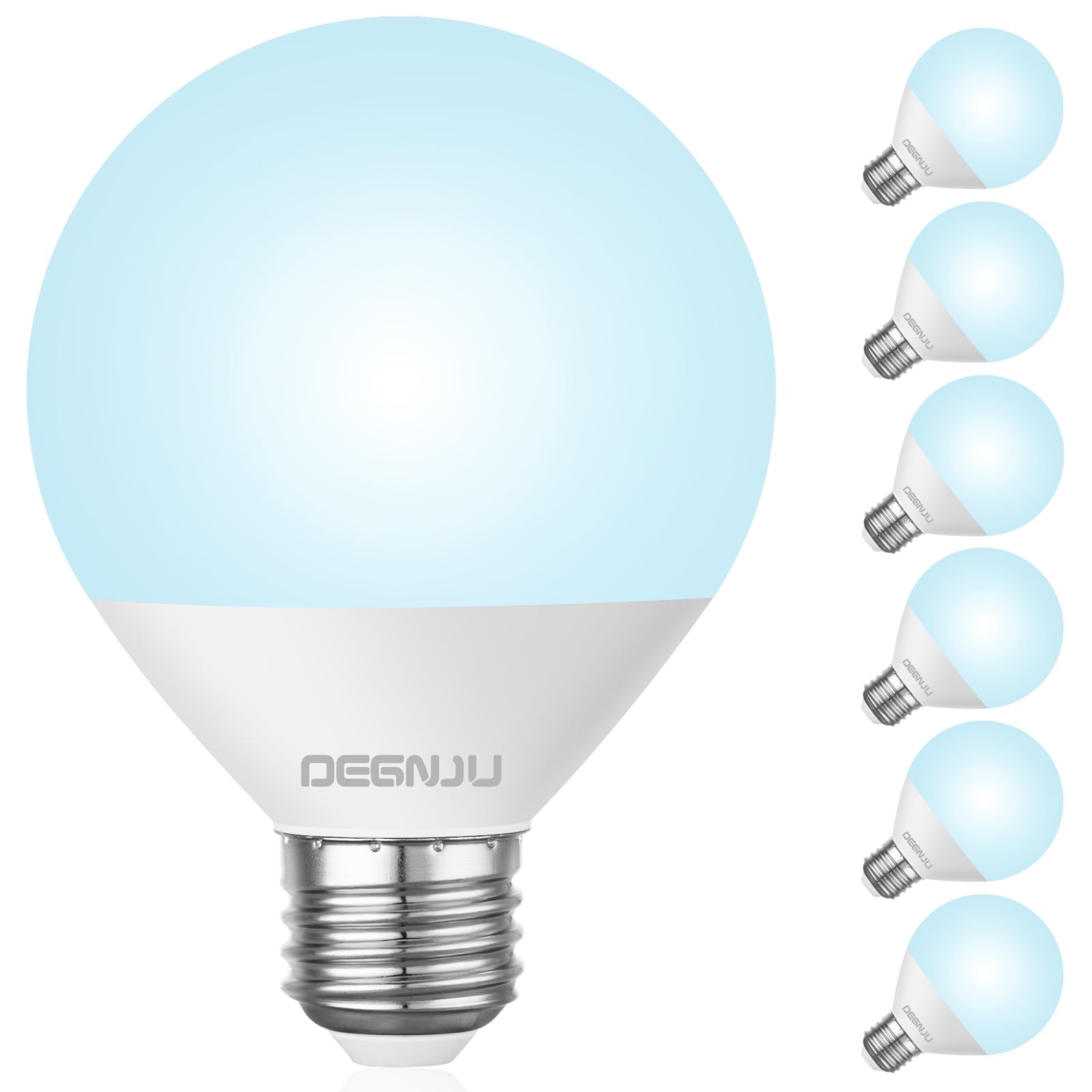 Degnju Led Vanity Light Bulbs, 60W Equivalent, Bathroom Light Bulbs 5000K Daylight White, 800 Lumens, G25 Globe Bulb For Makeup 
