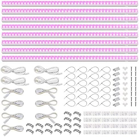 Barrina T5 Grow Lights, Full Spectrum LED Bulbs, 80W, 2ft, Aluminum, Pink, 8-Pack, Model INWT504005650Fc