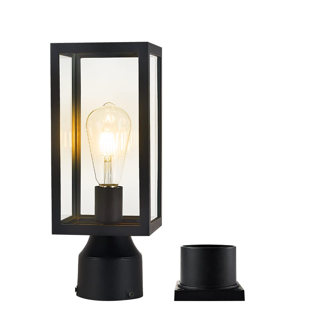 Windben Matte Black Outdoor Post Light Fixture - Aluminum Lantern For Gardens And Entrances