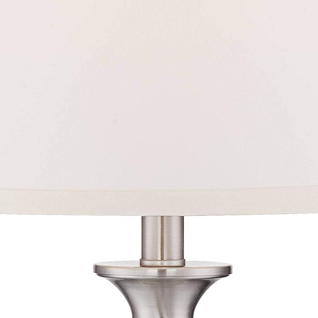Regency Hill Table Lamps Set of 2, 25" Tall, Brushed Nickel Metal, White Drum Shade for Bedroom, Living Room, Office - Model 8J906