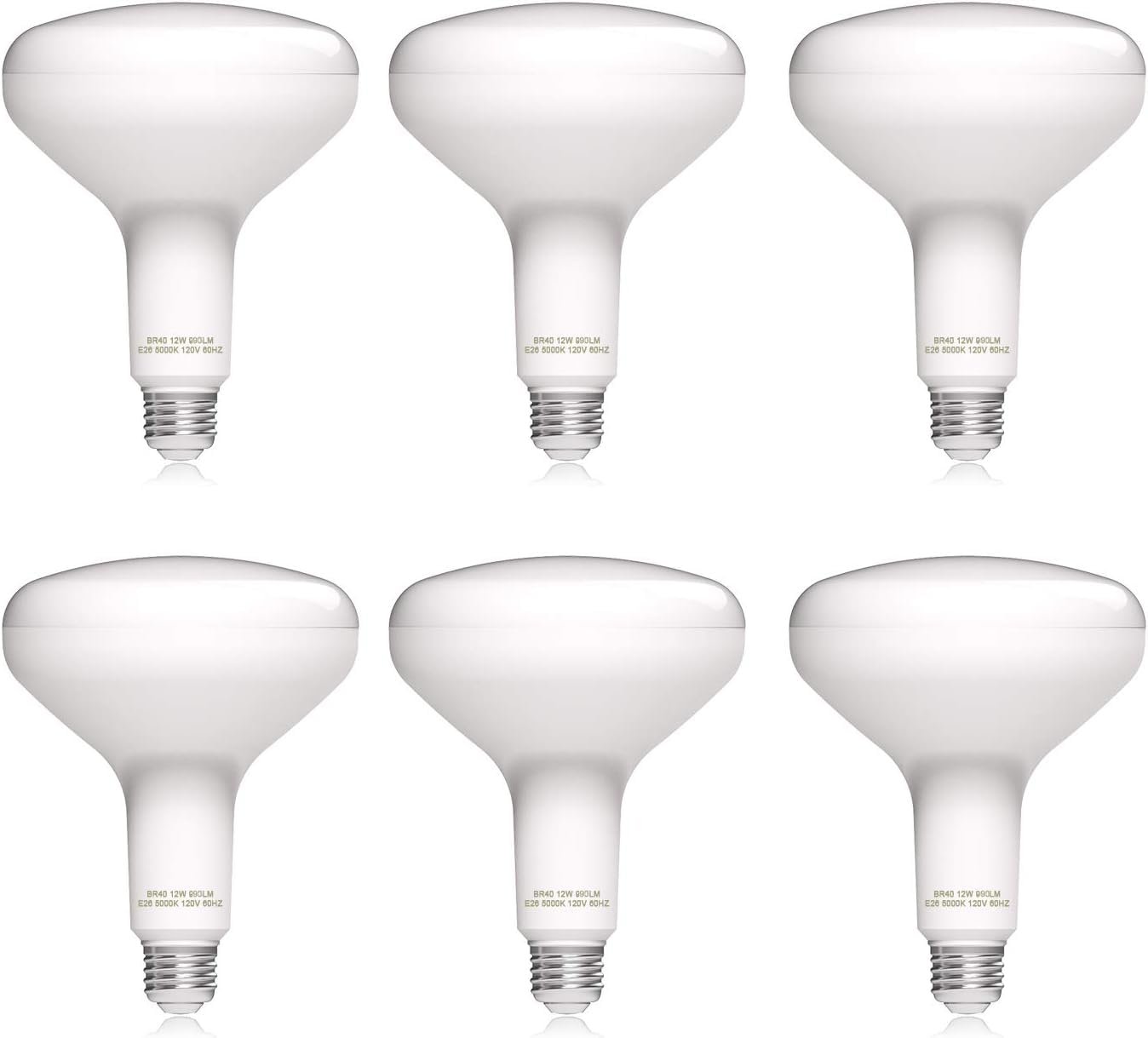 helloify Dimmable BR40 LED Flood Light Bulb 12W, 75W Equivalent, 2700K Soft White, E26 Base, 6 Pack