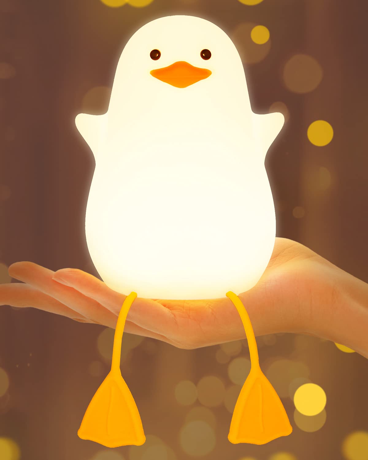 Amaredom Led Night Light For Kids, Rechargeable Duck Shape, Color Changing & Dimming Function