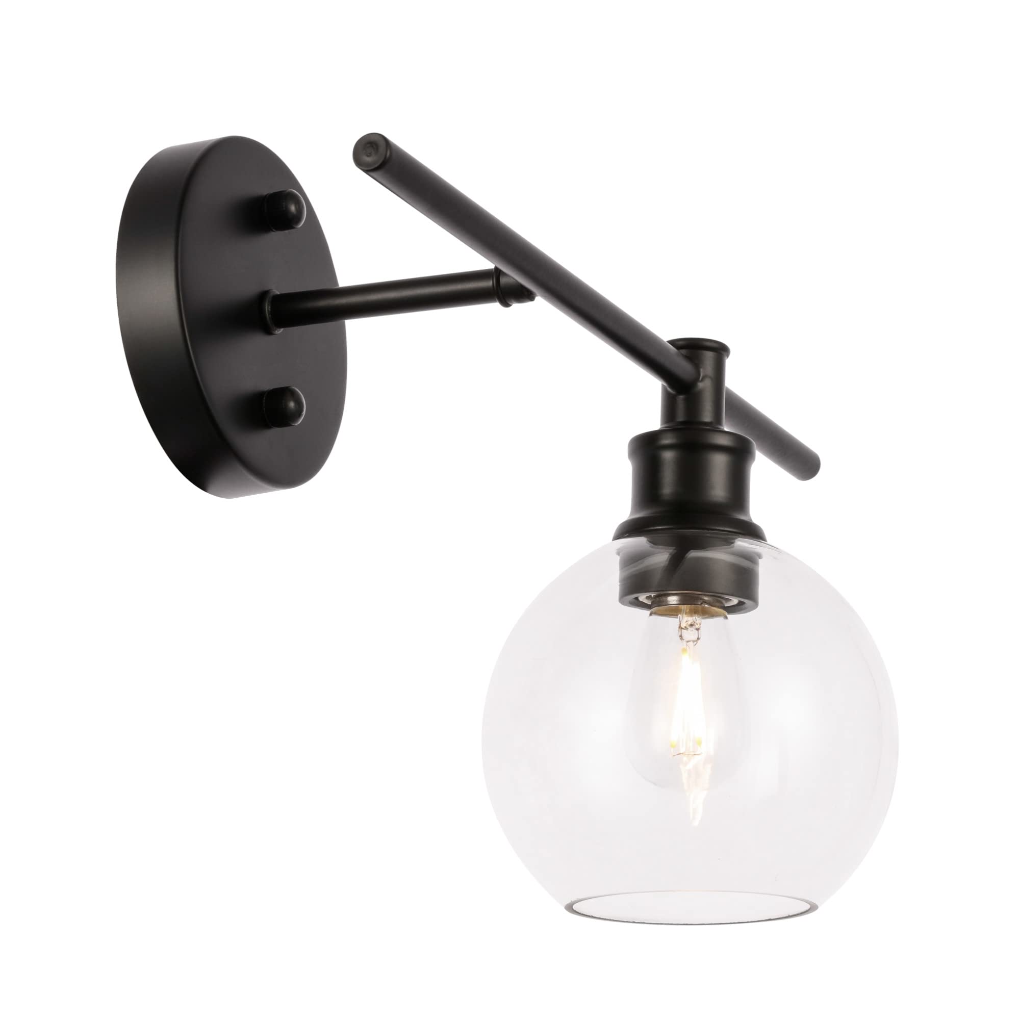 Living District Black And Clear Glass Wall Sconce - 1 Light Right Fixture