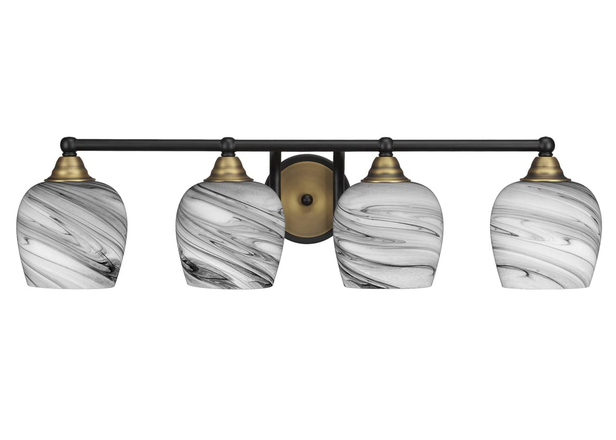 Toltec Lighting Paramount 4 Light Bath Bar In Matte Black & Brass (3424-Mbbr-4819)