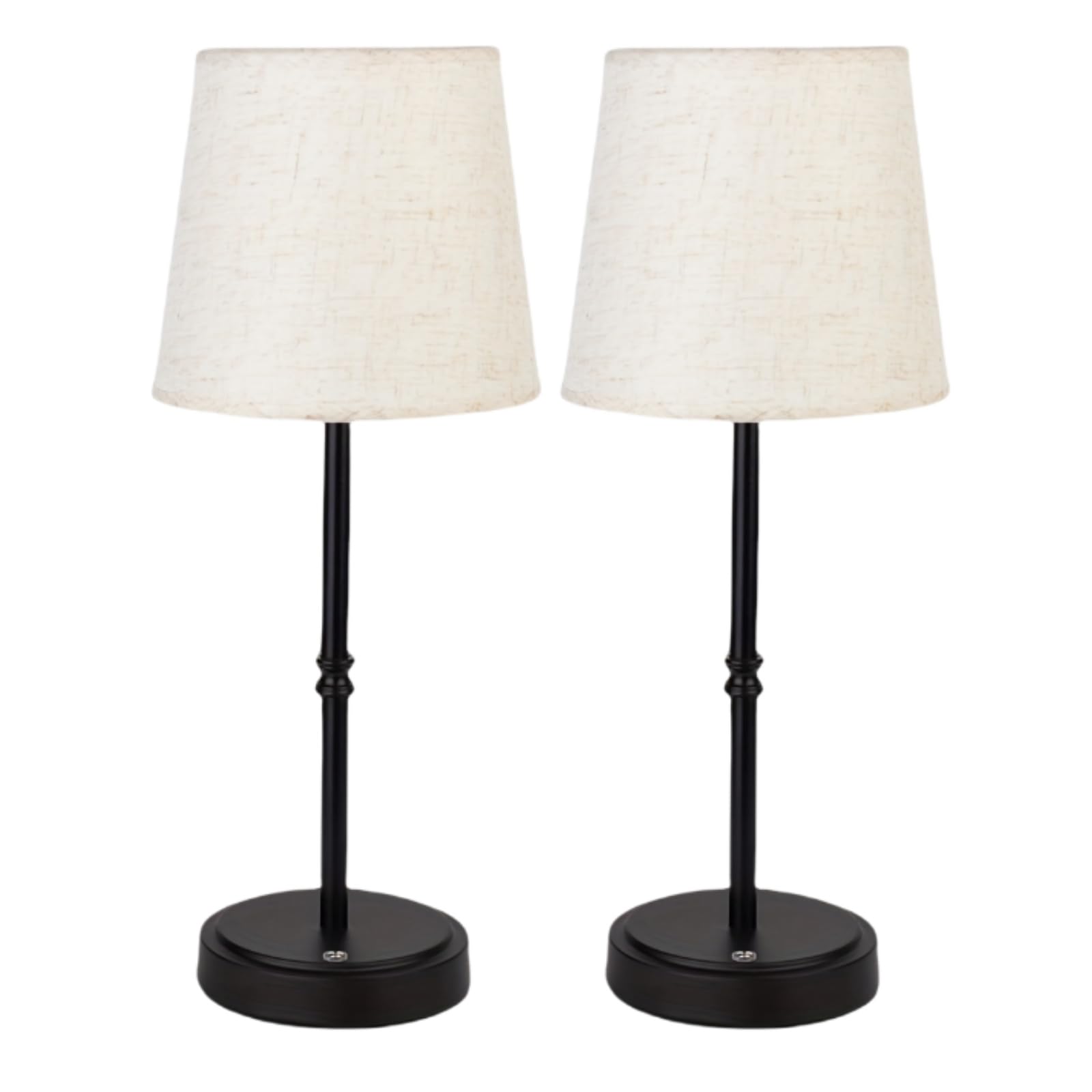 LHYueTong 2-Piece Bedside Touch Lamps, Three-Level Brightness Adjustable Fabric Table Lamps with USB Charging, Cordless and Port