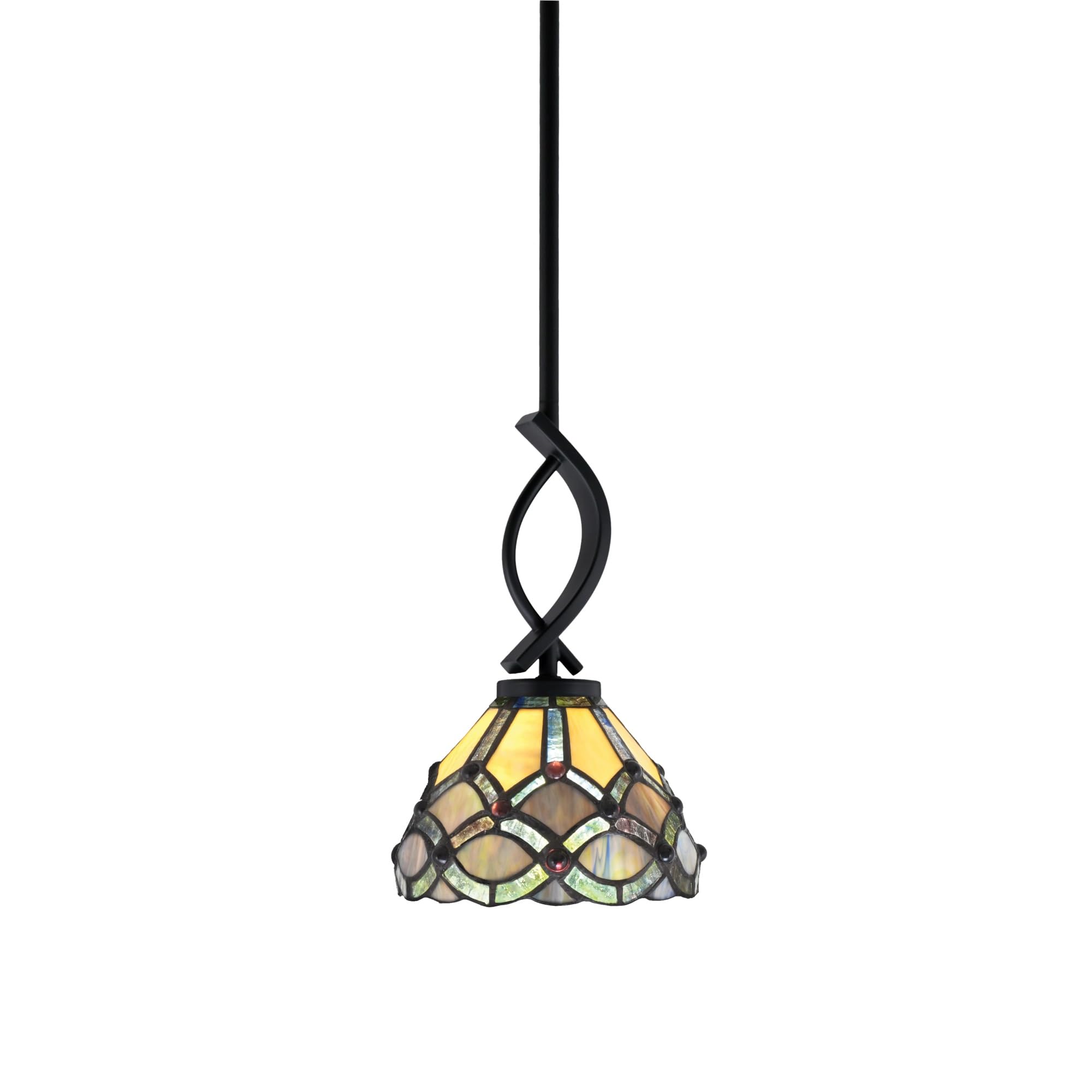 Cavella 1 Light Stem Mini Pendant Shown in Matte Black Finish with 7&quot; Grand Merlot Art Glass
