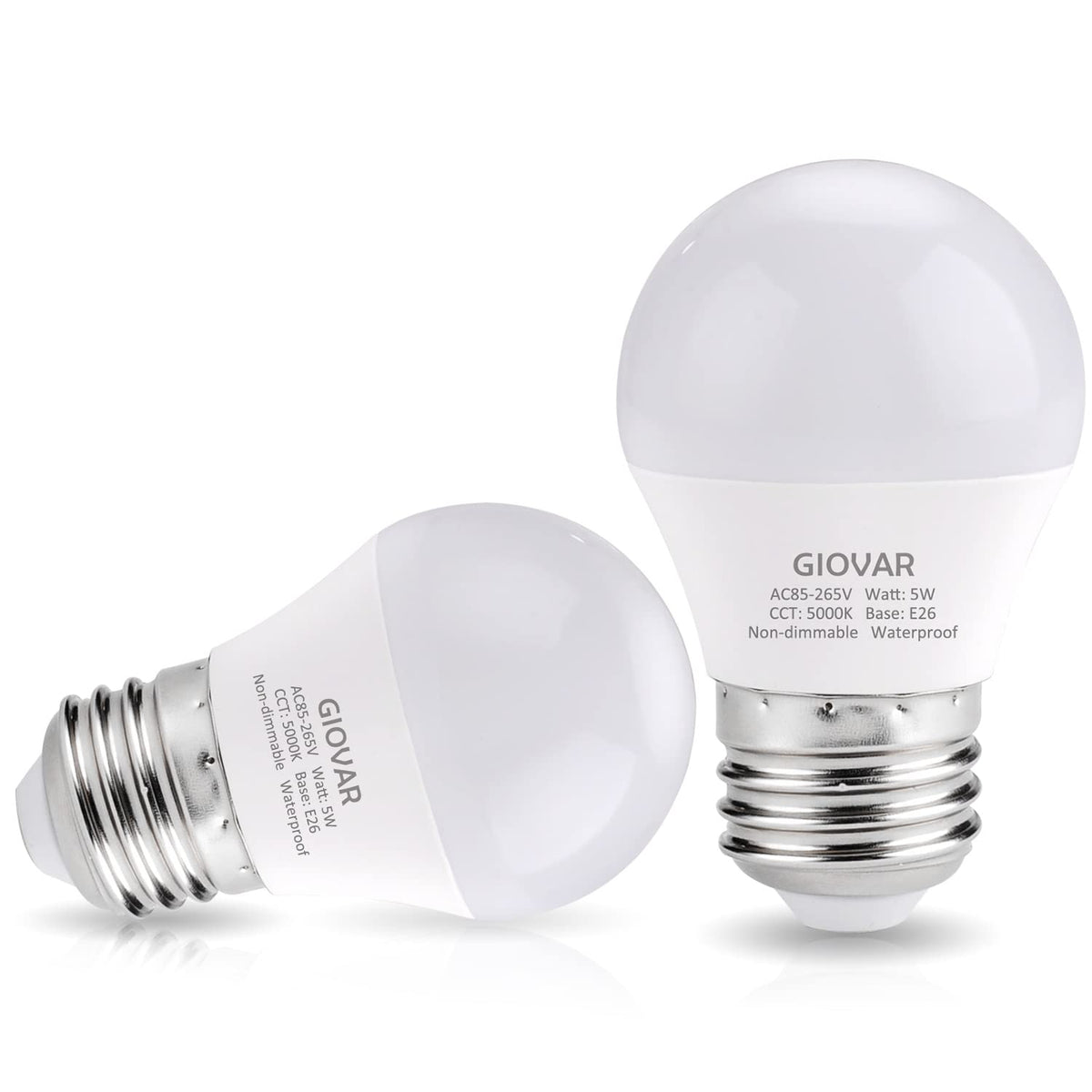 Giovar 2-Pack Led Refrigerator Light Bulbs 40 Watt Equivalent 120V, A15 Appliance Light Bulb Daylight 5000K For Fridge, E26 Base