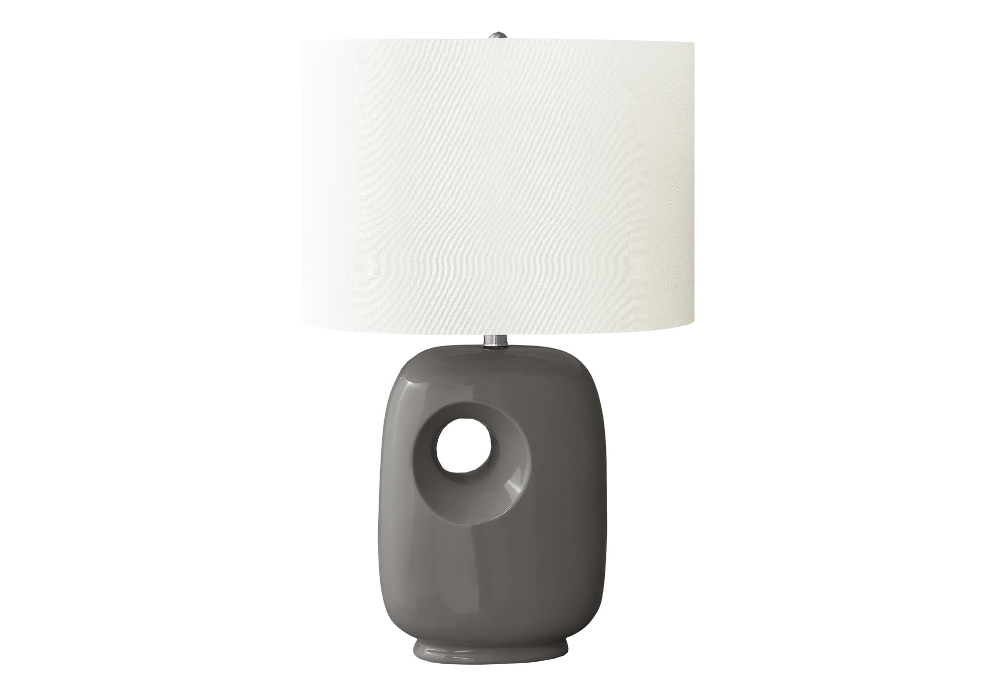 Monarch Specialties Table Lamp I 9674, 26in H, Dark Grey Ceramic, Ivory Shade