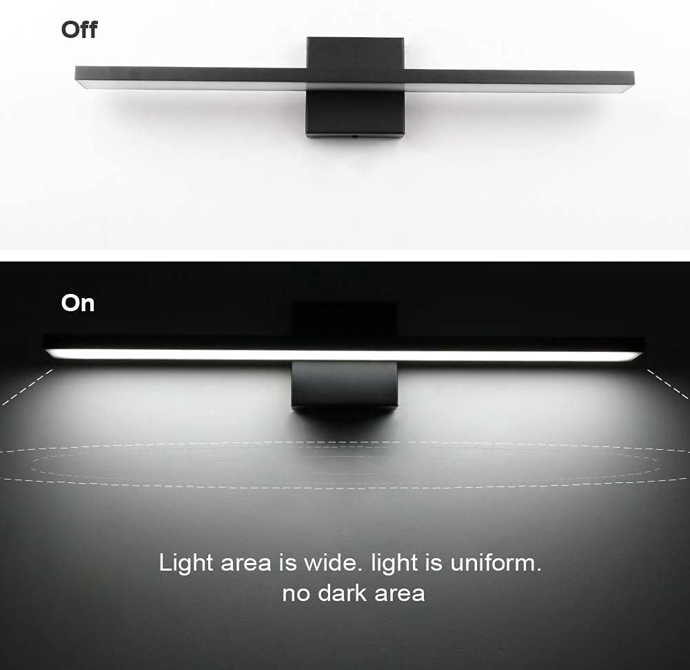 Ralbay 24in Dimmable LED Black Vanity Light Fixture with Remote Control, Color Temperature Adjustable, Model 1089