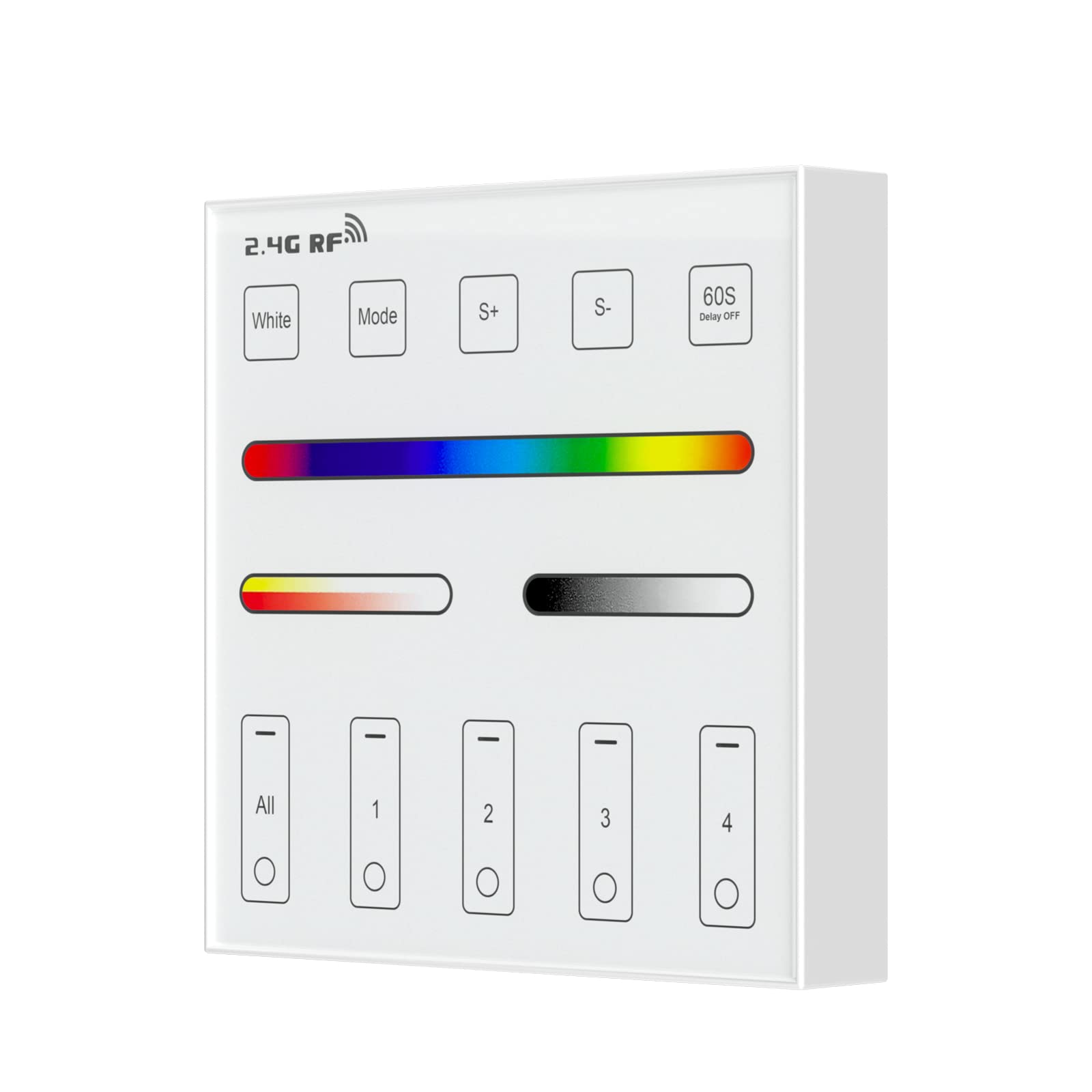 BTF-LIGHTING Wireless RGB Wall Mounted Smart Panel Remote, MiBoxer B4, RGBCCT, White, Powered by 2XAAA Batteries