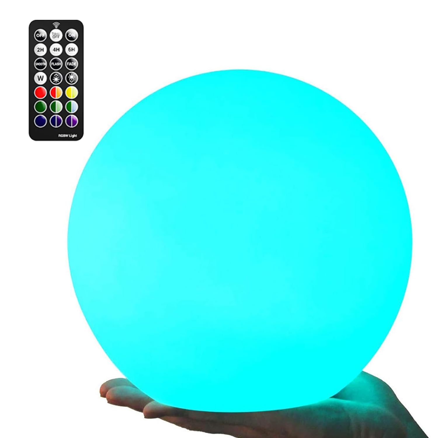LOFTEK 8-inch LED Night Light Ball, Dimmable RGB Colors, Rechargeable, IP65, White, Model KD-B120
