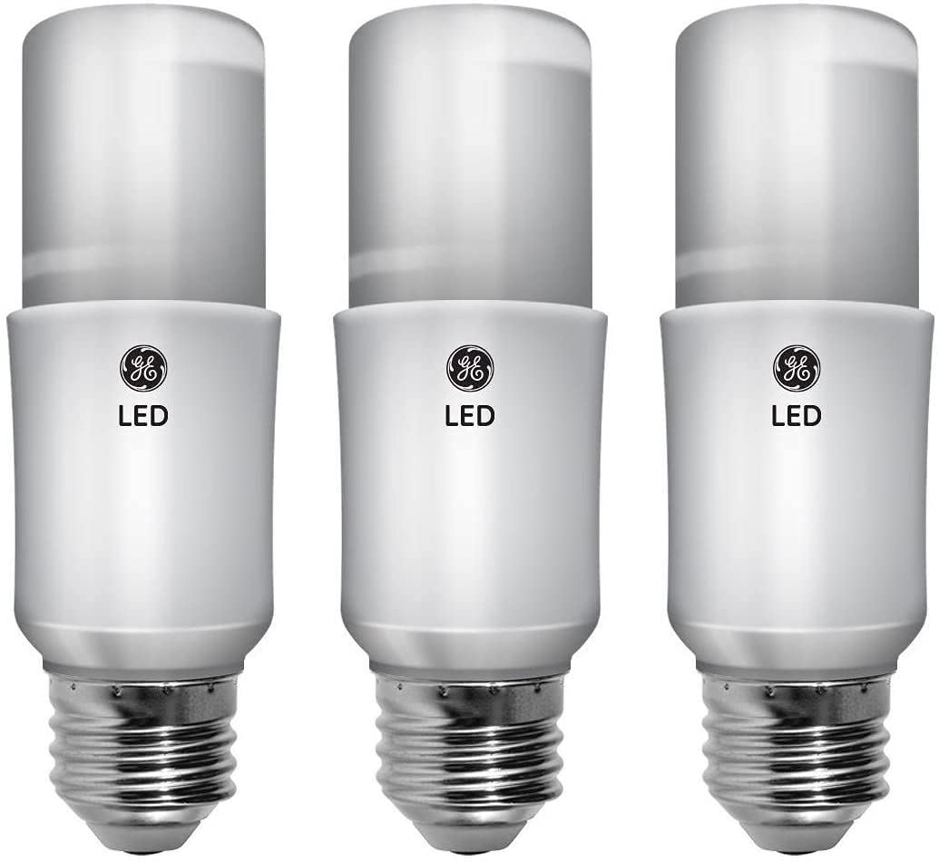 GE Bright Stik LED Light Bulbs, 9W (60W Equivalent), Soft White, Medium Base, Non-Dimmable, 3 Count, Plastic