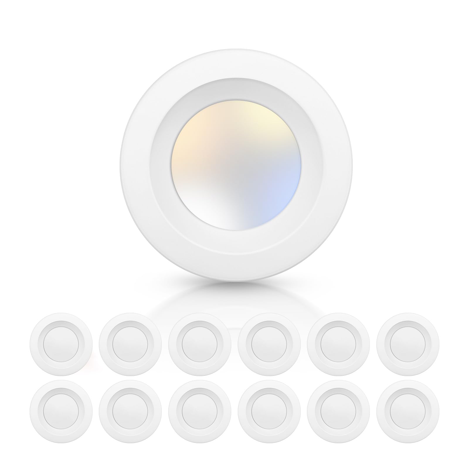 Ecoeler 12 Pack 4Inch Led Can Lights Retrofit Recessed Lighting, 5Cct Recessed Lights Selectable 2700K-6000K Dimmable, 10.5W 800Lm Downlight, Etl And Fcc Certified
