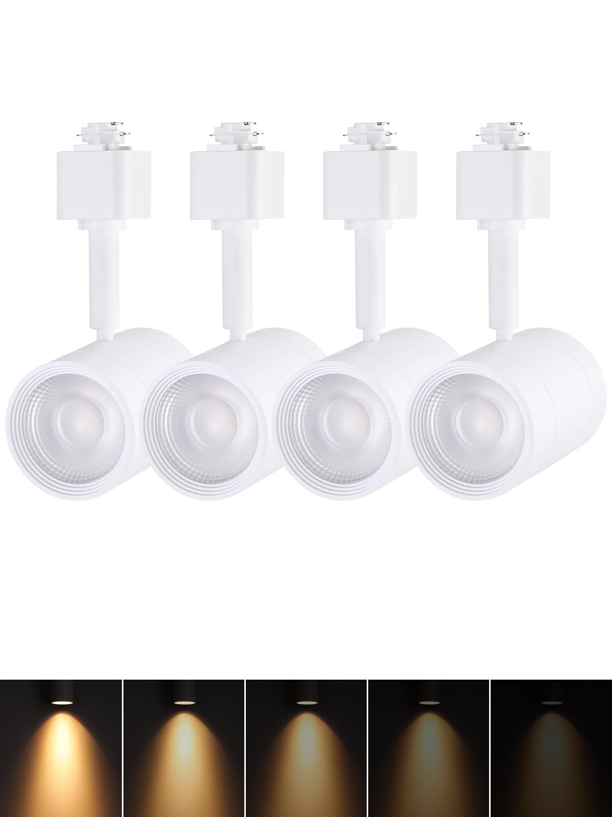 LEONLITE 4-Pack 8.5W LED Track Lighting Heads, CRI90 H Track Lighting, Dimmable Track Light Heads, ETL Listed, 38° H Track Lighting Heads, 2700K Soft White, Matte White