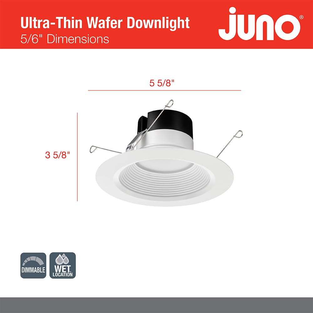 Juno 65Bemw Sww5 90Cri Cp12 Baffle Round 120 Volts Led Downlight, 2700K/3000K/35000K/4000K/5000K-10 Volt Dimming Recessed Lighti