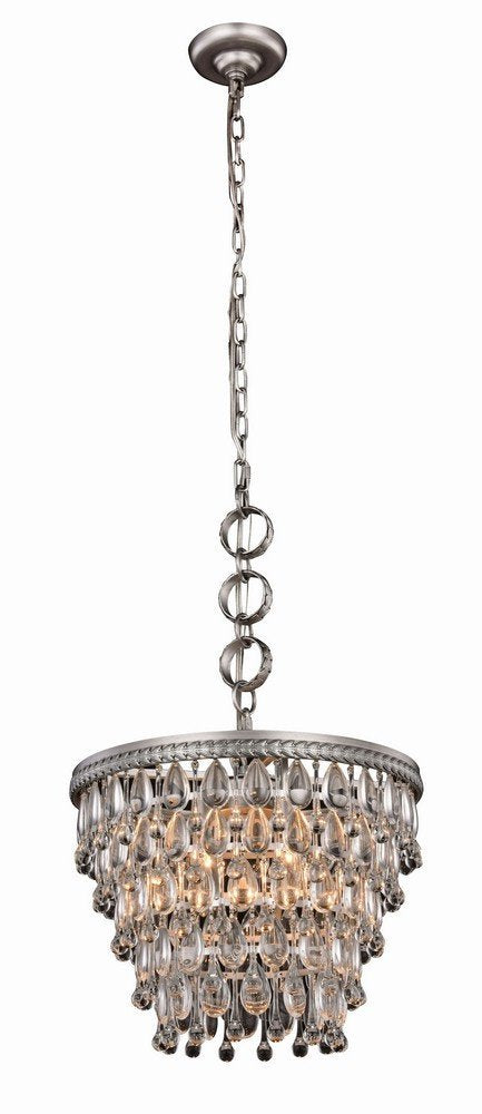 Elegant Furniture & Lighting 1219D16As-Rc Nordic Royal Cut Clear Antique Silver Pendant Lamp- 12 X 16 In
