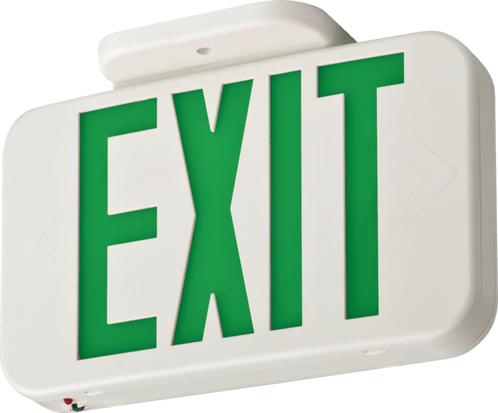 Lithonia Lighting Exrg M6 Single-Sided Led Exit Sign, Thermoplastic Construction, Switchable Red And Green Colors, Ac Power, Includes Extra Faceplate, White
