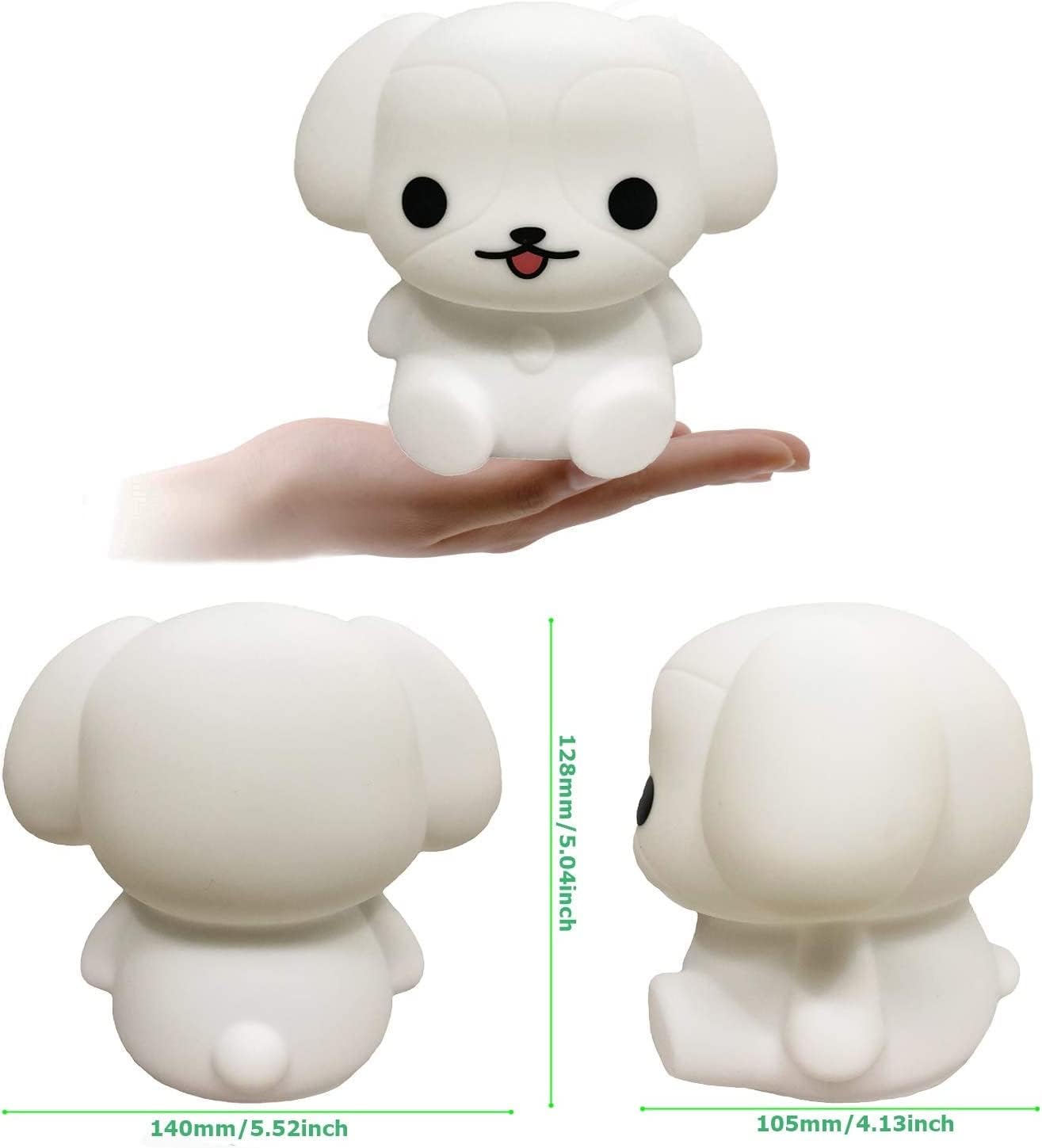 Tekemai Night Light Bedside Lamp for Kids, Adjustable Brightness, Remote & Touch Control, Silicone, White, Model TC892-4