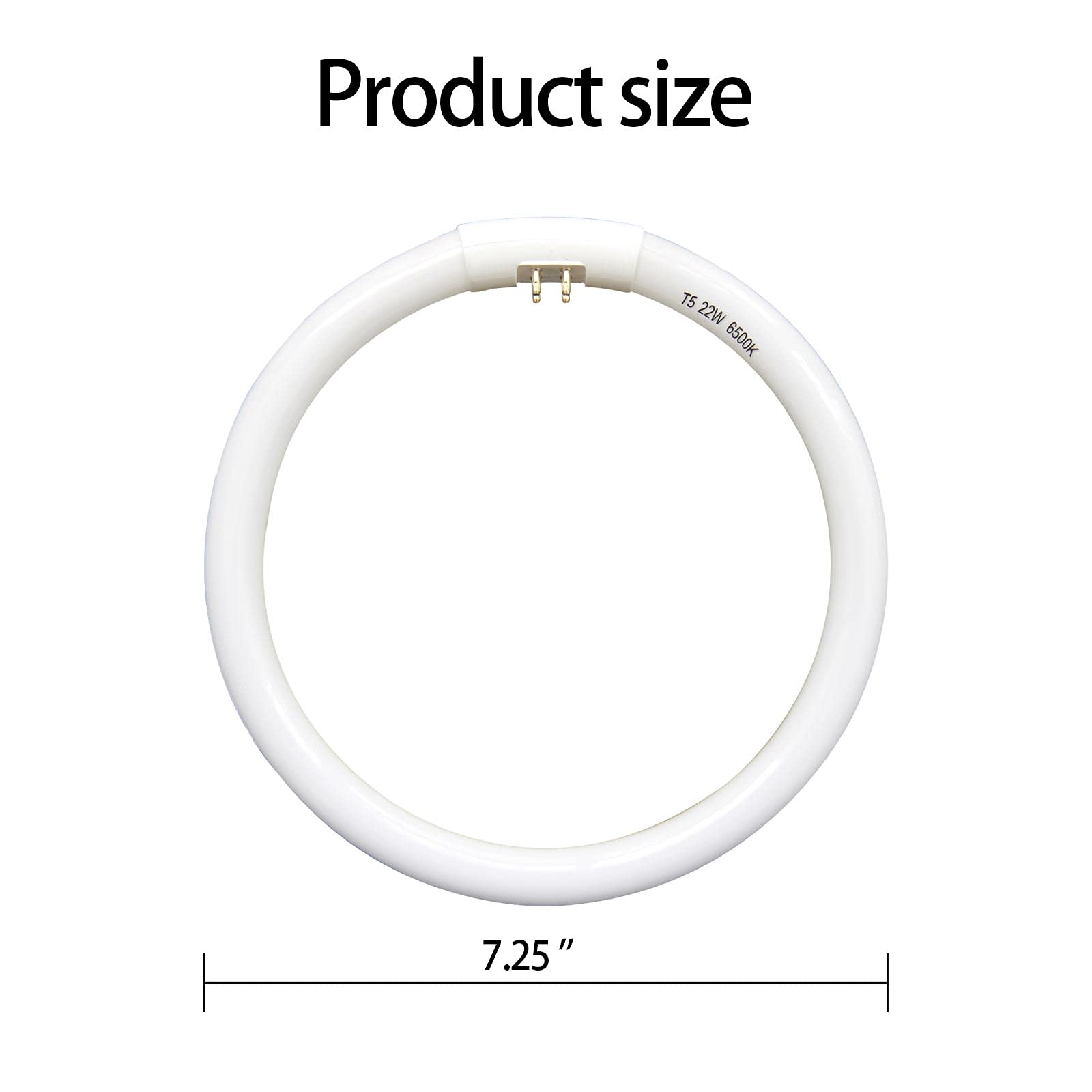 Dameiol T5 22W Circular Bulb Replacement for Makeup Mirrors - 7.25 Inch, White, Glass, 6500K Daylight