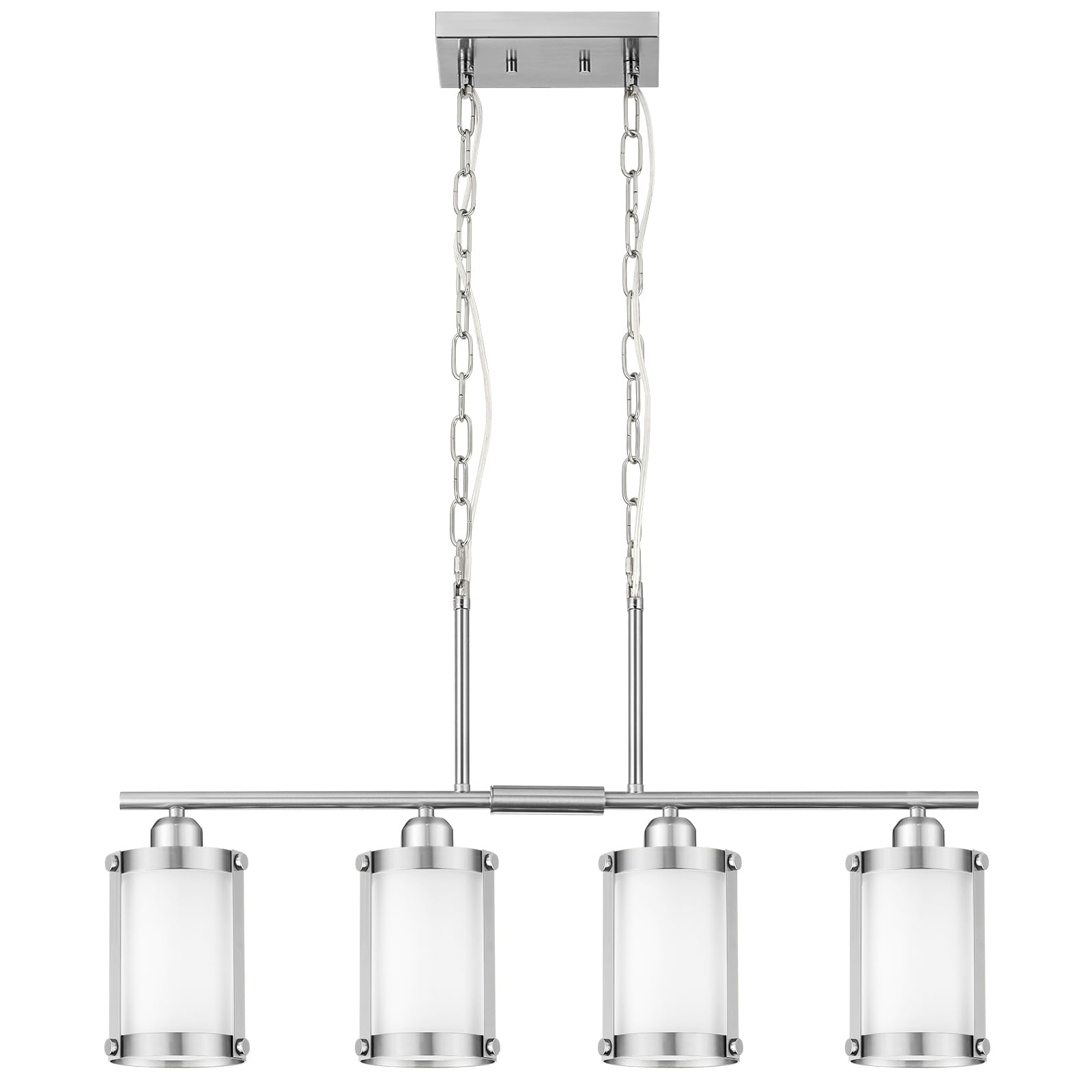 Osimir 4-Light Kitchen Island Lighting  Brushed Nickel Linear Dining Room Light Fixtures With Frosted Glass  Modern Industrial Chandelier Pendant Light For Kitchen Island Dining Room  Os-3014-4Isbnw