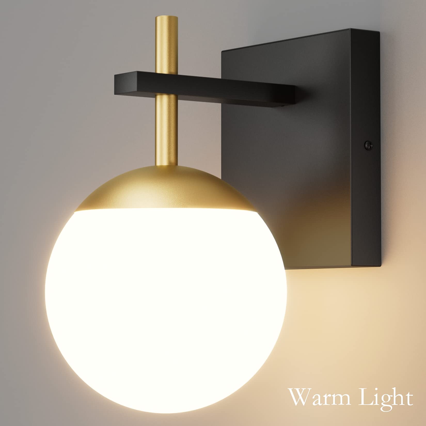 Ralbay Black Gold Wall Sconce - Mid Century Modern Indoor Lighting Fixture For Home Decor