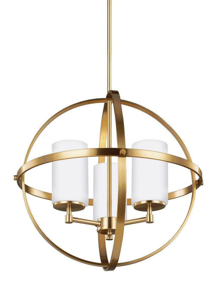 Generation Lighting 3124603-848 Alturas Chandelier Hanging Modern Fixture, Three - Light, Satin Brass, 100 Total Watts, 18.75 In
